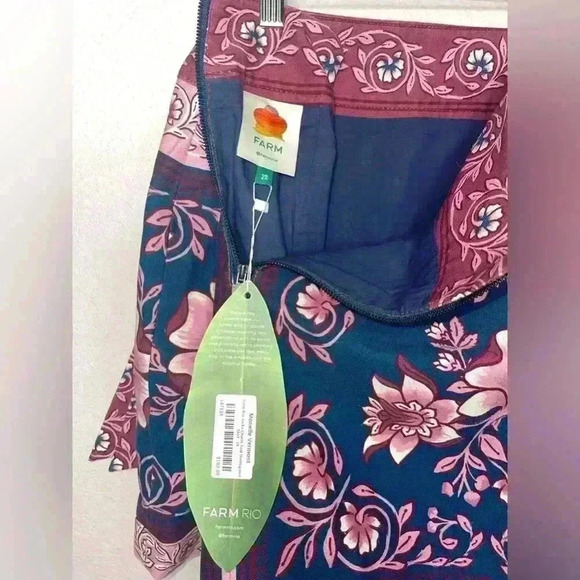 Farm Rio Ainika Charm Overlapped Denim Mini Skirt Size M 28 NWT - Picture 8 of 10